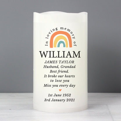 Personalised In Loving Memory Rainbow LED candle