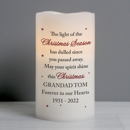 Personalised Christmas Season Memorial LED Candle