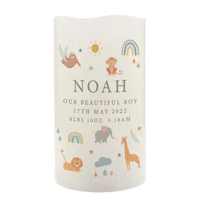 Personalised Safari Animals LED Candle