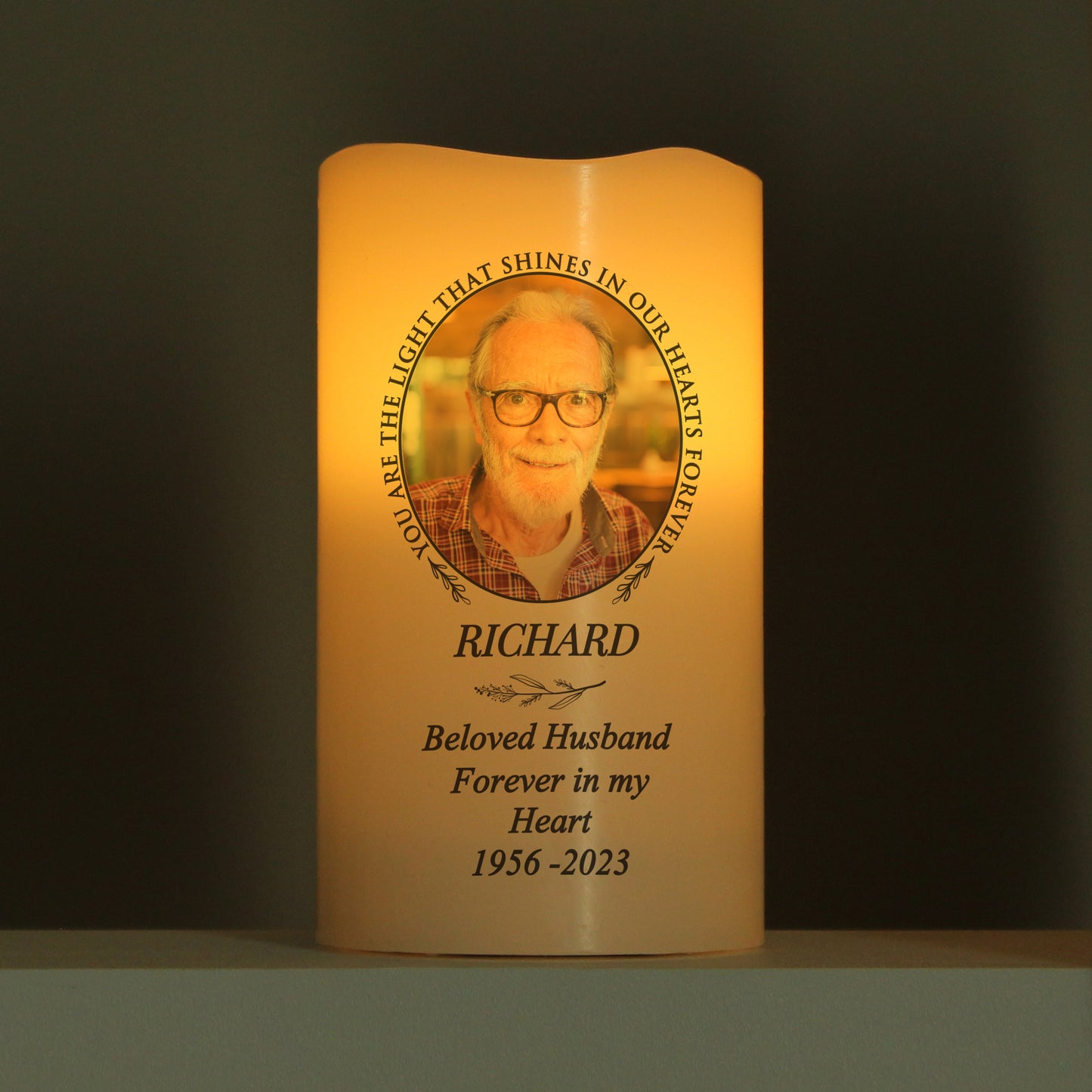 Personalised Light In Our Hearts Photo Upload LED Candle