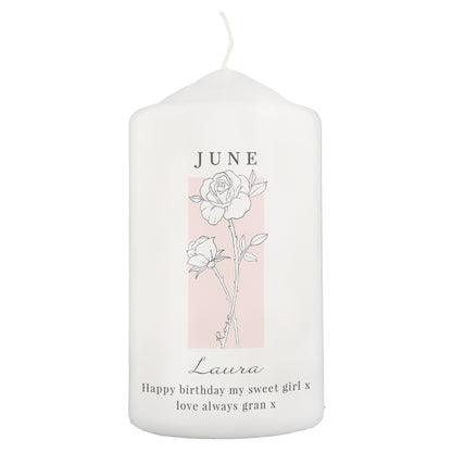 Personalised Birth Flower Pillar Candle