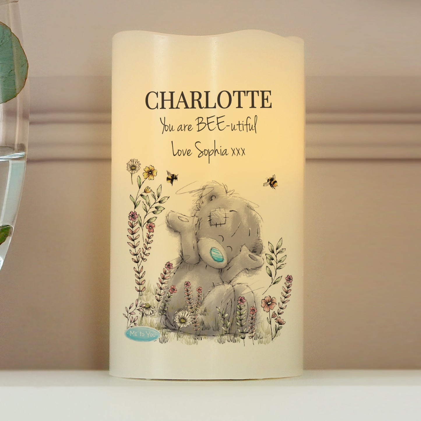 Personalised Me to You Floral LED Candle