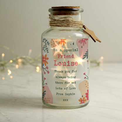 Personalised Floral LED Glass Jar