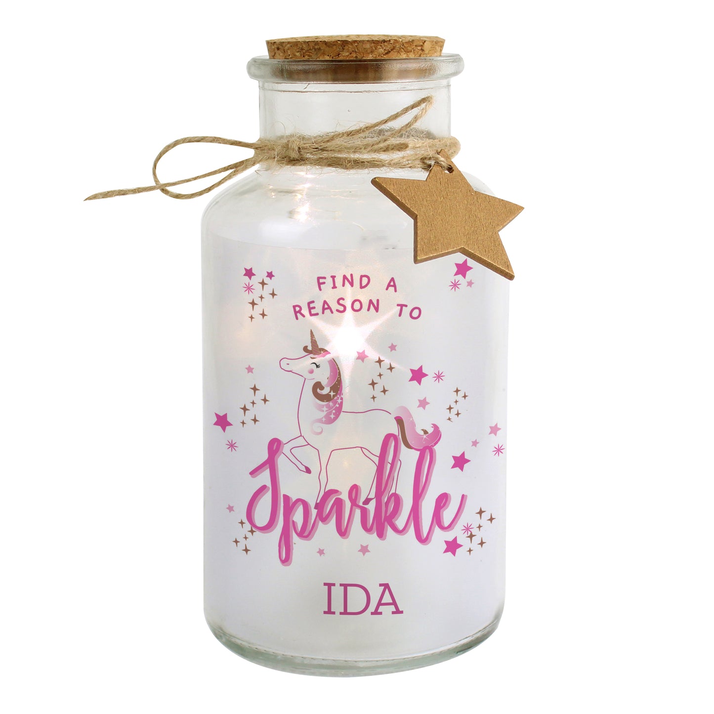 Personalised Unicorn LED Glass Jar