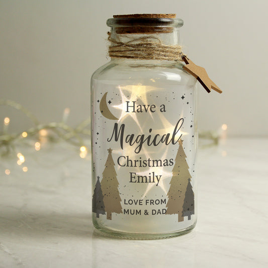 Personalised Christmas Tree LED Glass Jar