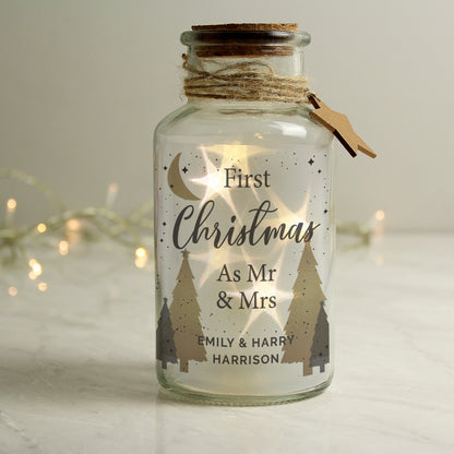 Personalised Christmas Tree LED Glass Jar