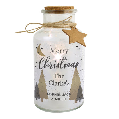 Personalised Christmas Tree LED Glass Jar