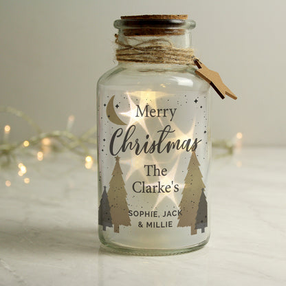 Personalised Christmas Tree LED Glass Jar