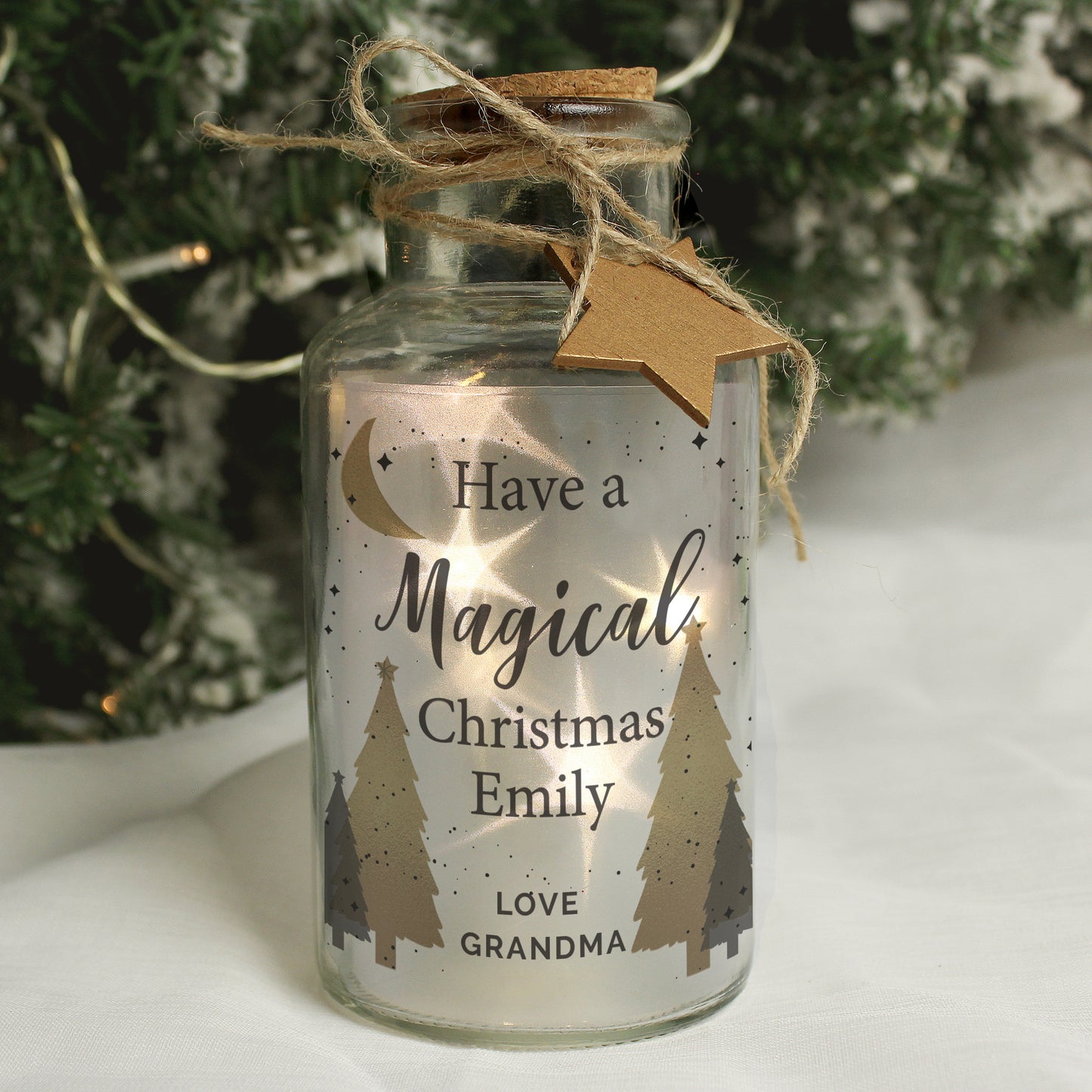 Personalised Christmas Tree LED Glass Jar