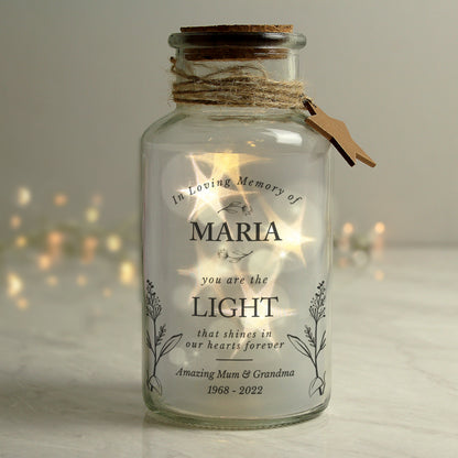 Personalised In Loving Memory LED Glass Jar