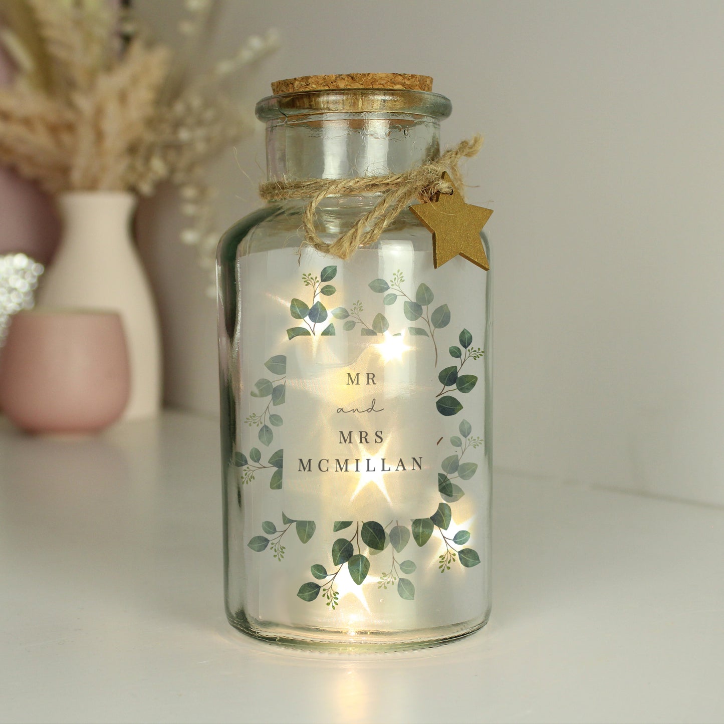 Personalised Botanical LED Glass Jar