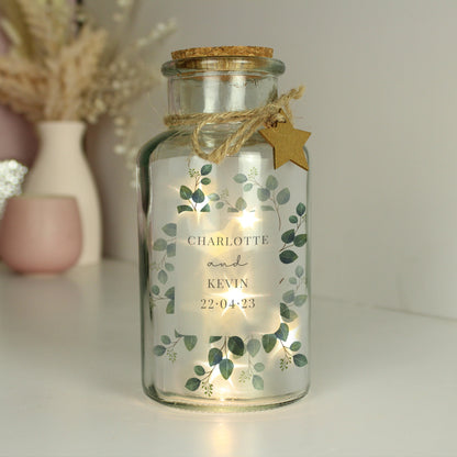 Personalised Botanical LED Glass Jar