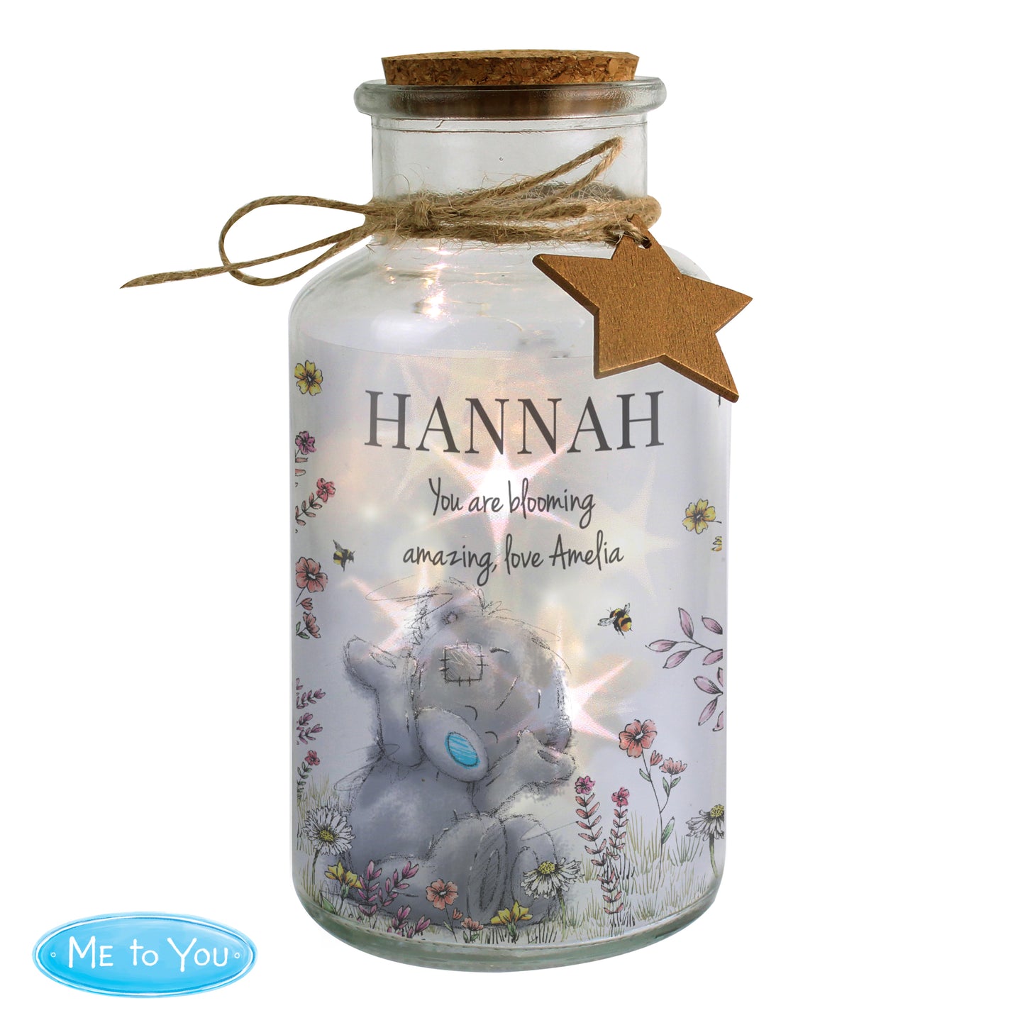 Personalised Me to You Floral LED Glass Jar