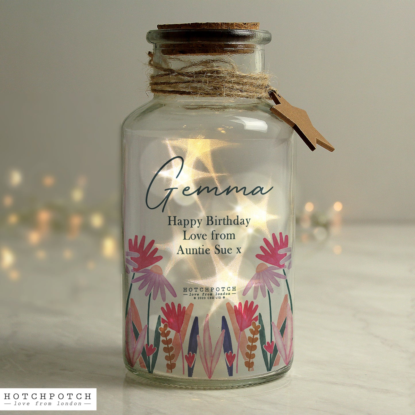 Personalised Hotchpotch Wild Flower LED Glass Jar