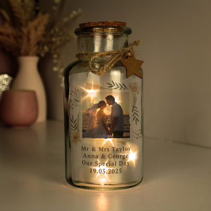 Personalised Wild Flowers Photo Upload LED Light Up Jar