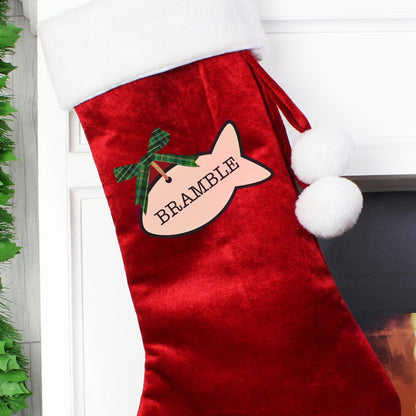 Personalised Cat Treats Luxury Red Stocking