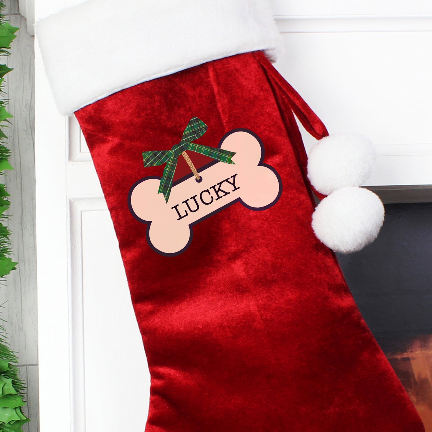 Personalised Dog Treats Luxury Red Stocking