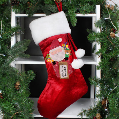 Personalised Santa Claus Luxury Red Stocking