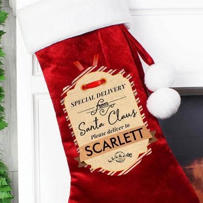 Personalised Special Delivery Luxury Red Stocking