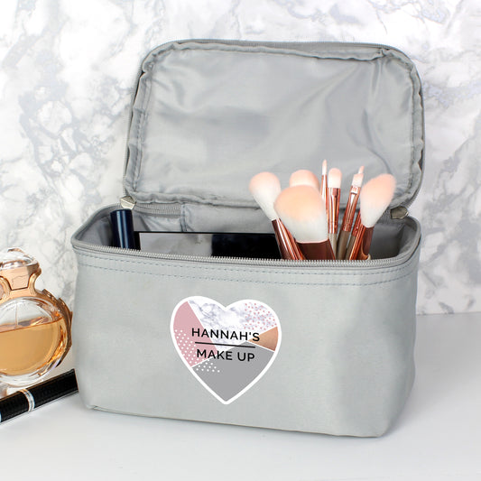 Personalised Geometric Grey Toiletry Bag