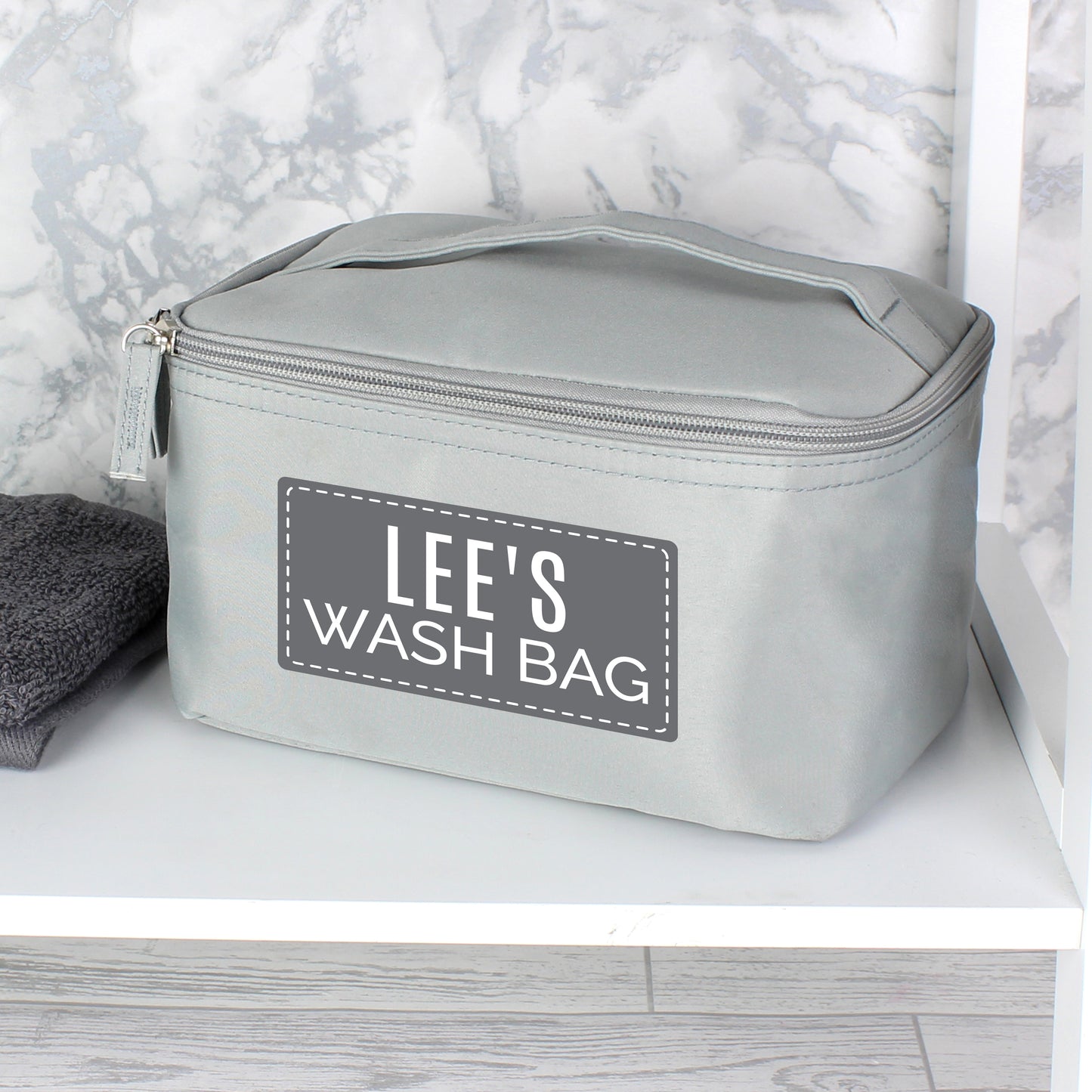 Personalised Classic Grey Toiletry Bag