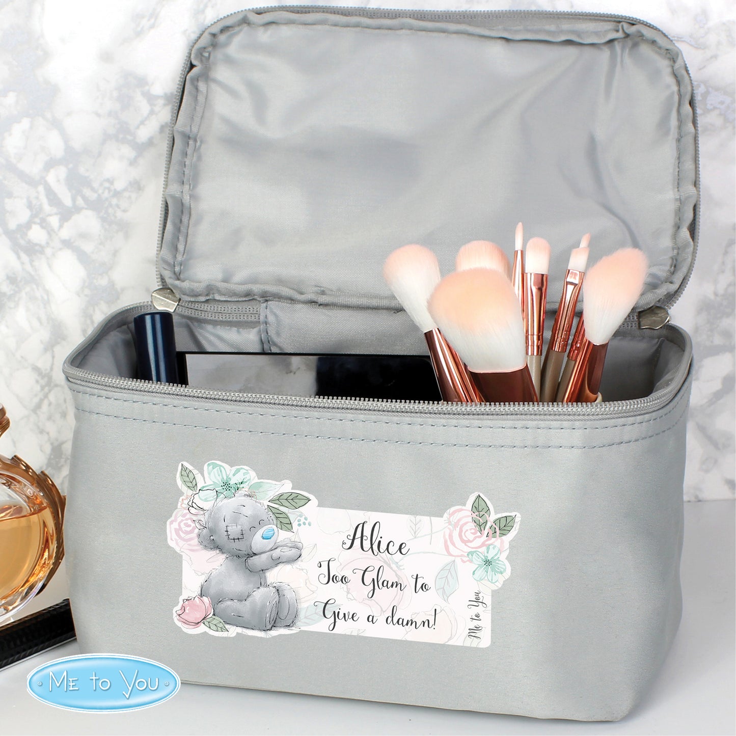 Personalised Me to You Floral Grey Toiletry Bag