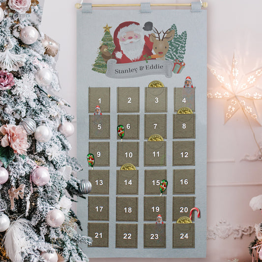 Personalised Santa Advent Calendar In Silver Grey