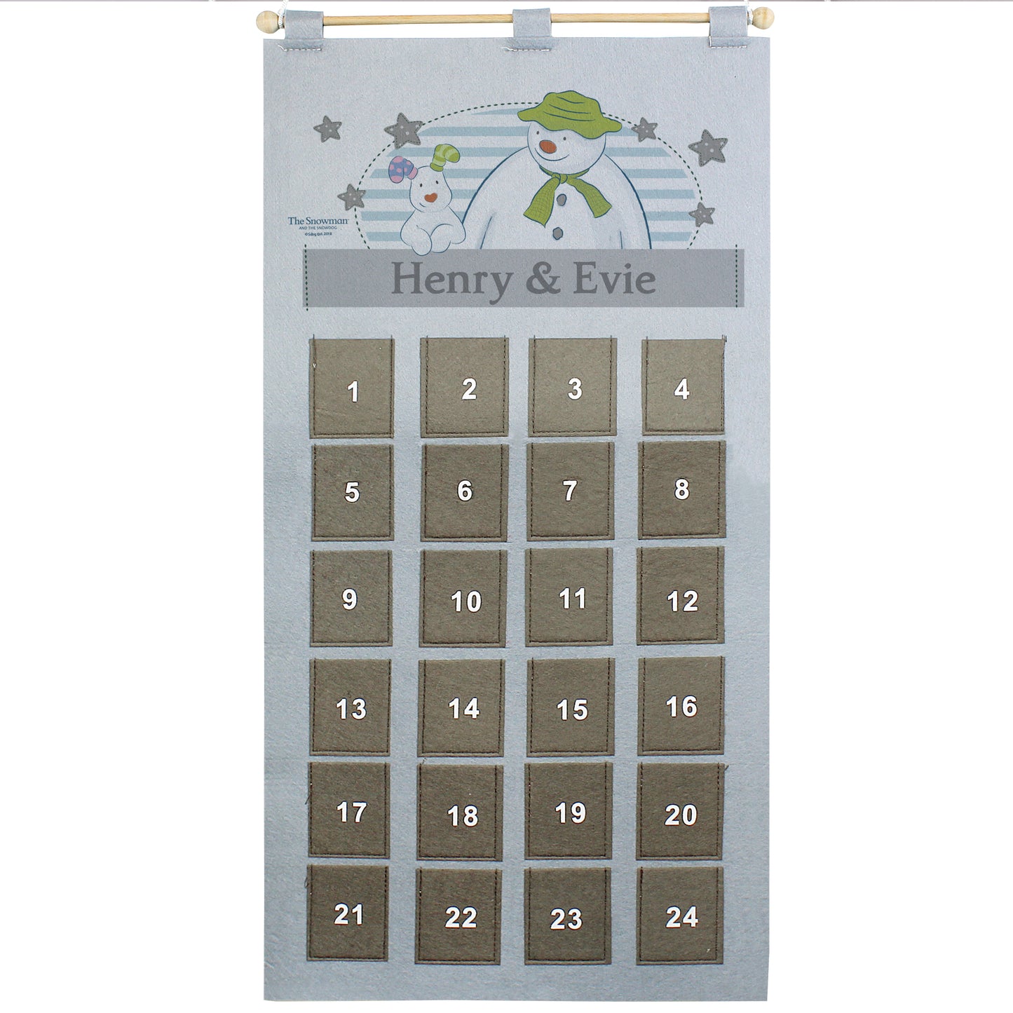 Personalised The Snowman Advent Calendar In Silver Grey