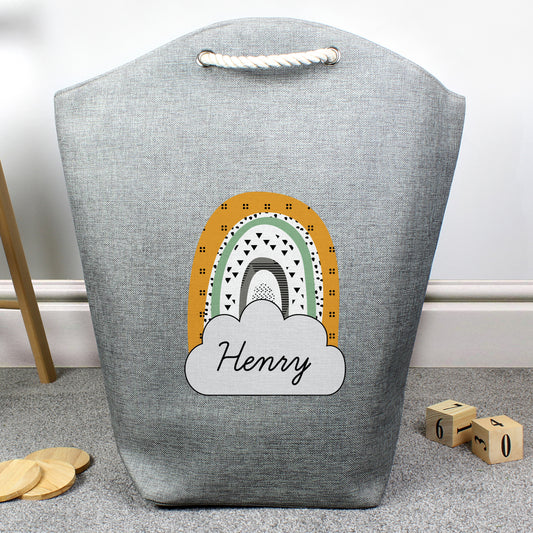 Personalised Mustard & Green Rainbow Storage Bag