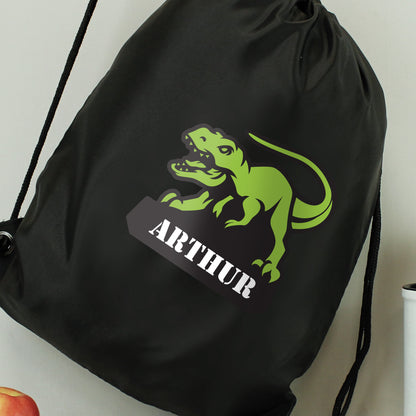 Personalised Dinosaur Black Kit Bag