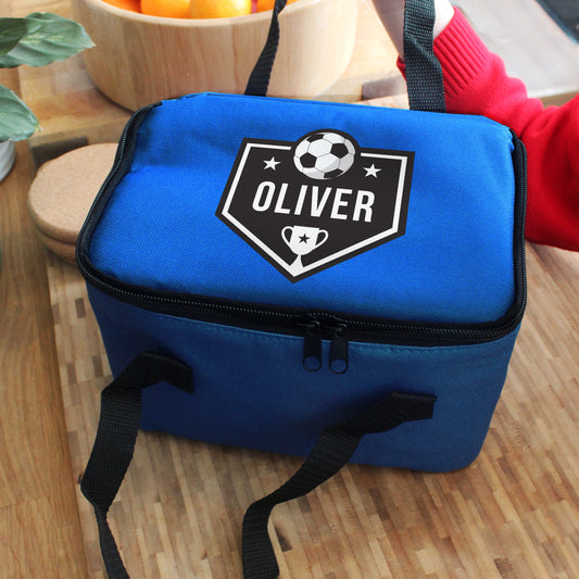 Personalised Football Black Lunch Bag