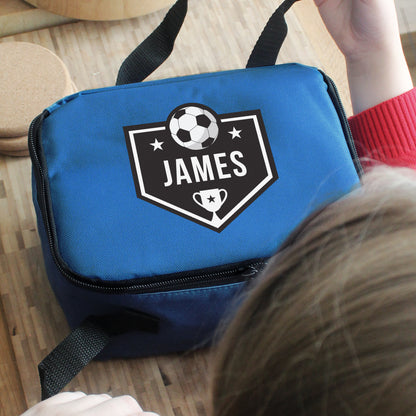 Personalised Football Black Lunch Bag
