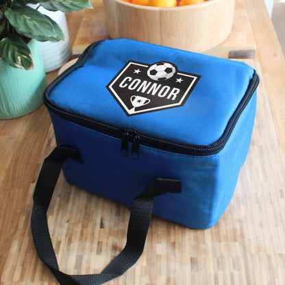 Personalised Football Black Lunch Bag