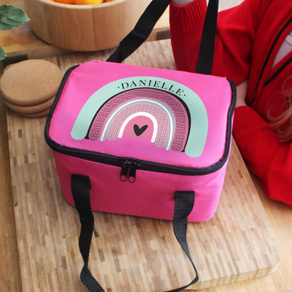 Personalised Rainbow Pink Lunch Bag