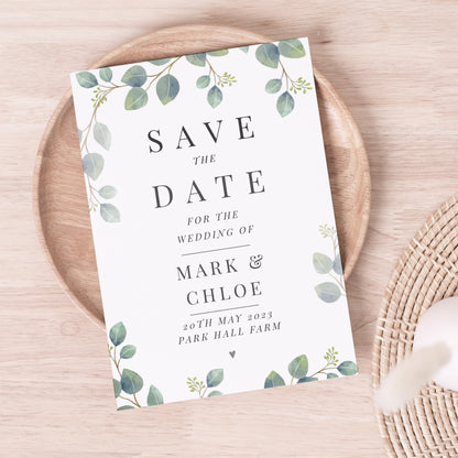 Personalised Botanical Wedding Save the Dates Pack of 36