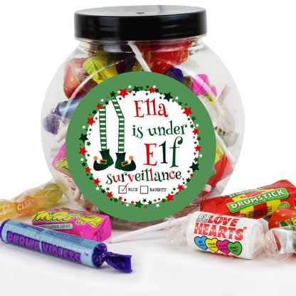 Personalised Elf Surveillance Sweet Jar