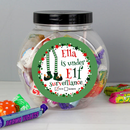 Personalised Elf Surveillance Sweet Jar