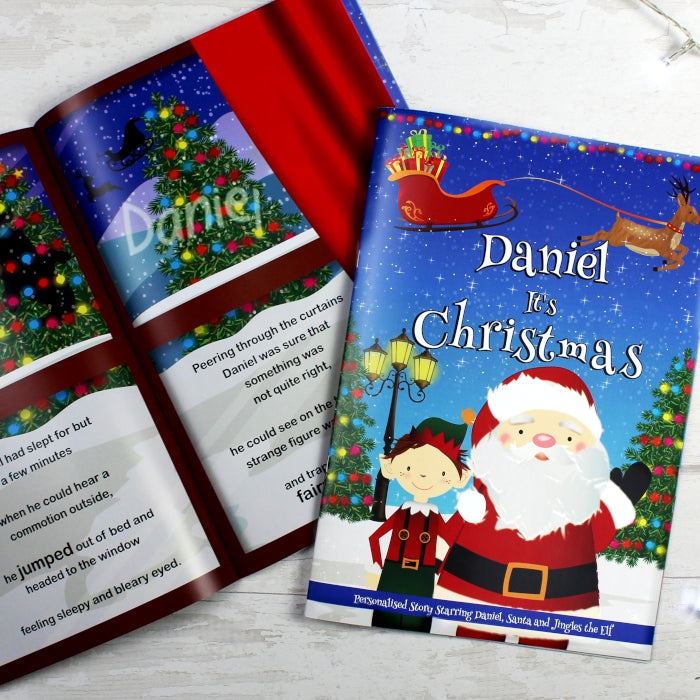 Personalised Boys ""It's Christmas"" Story Book, Featuring Santa and his Elf Jingles