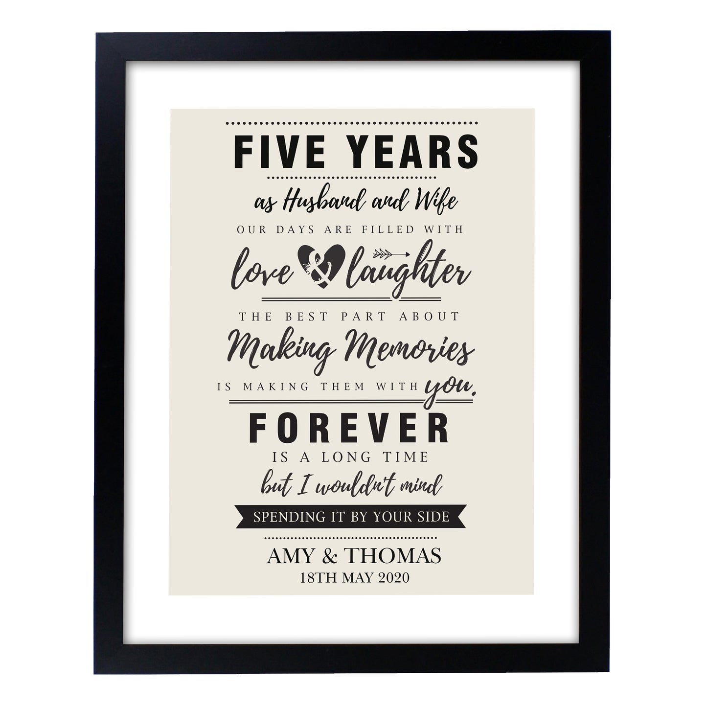 Personalised Anniversary Black Framed Print