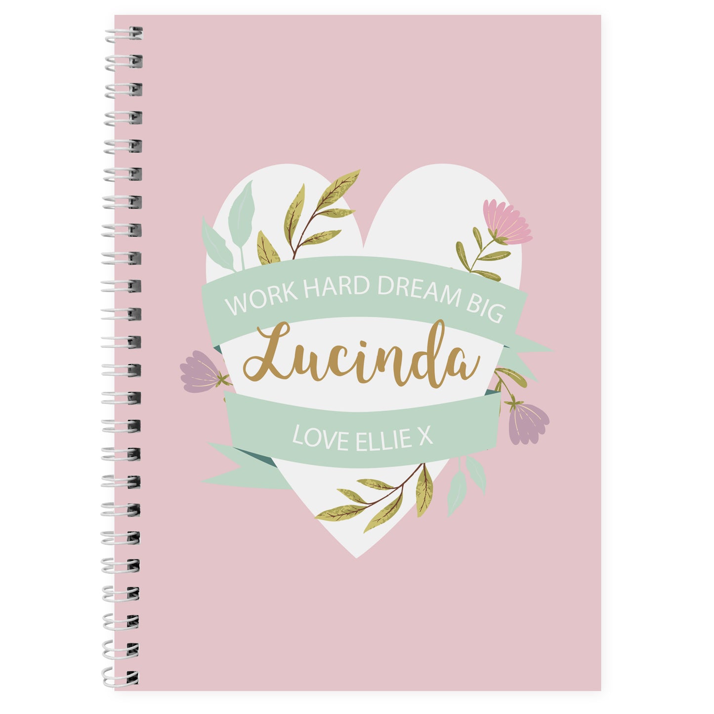 Personalised Floral Heart A5 Notebook