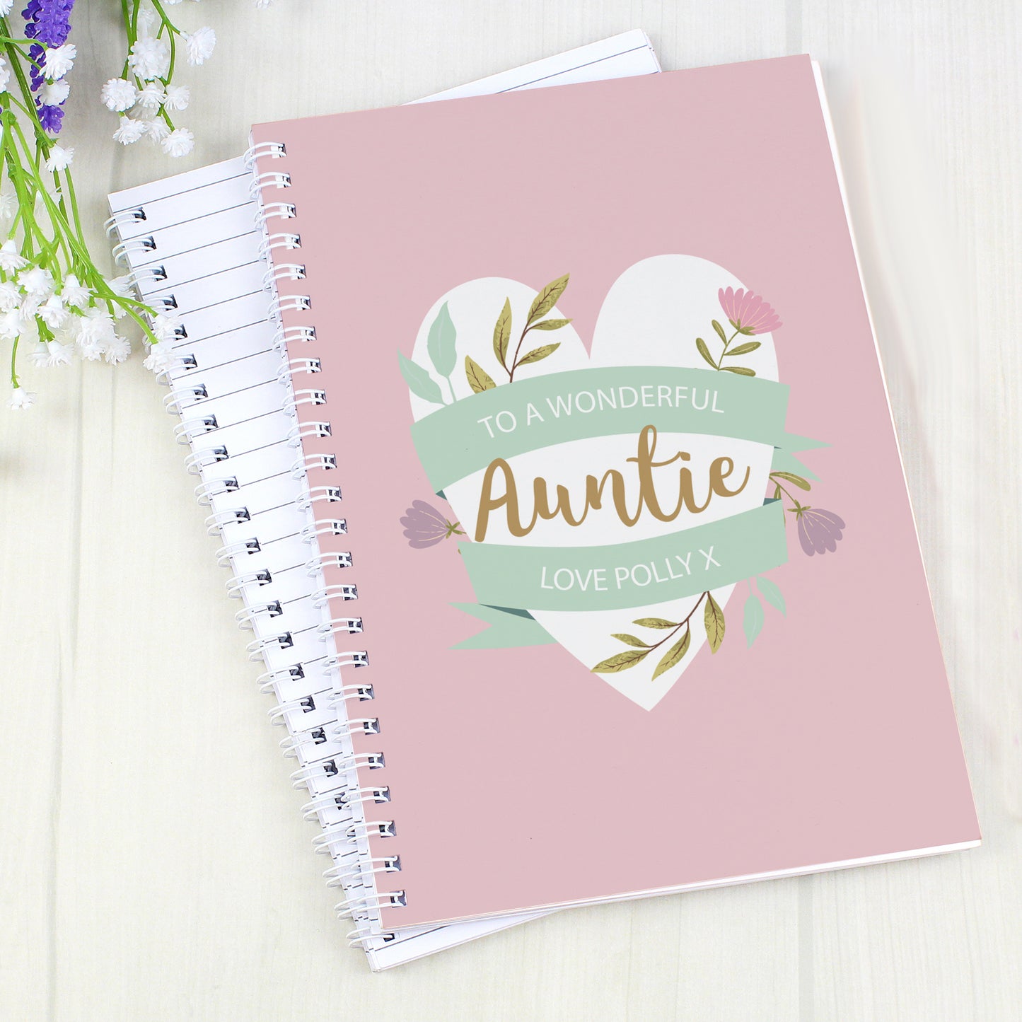 Personalised Floral Heart A5 Notebook