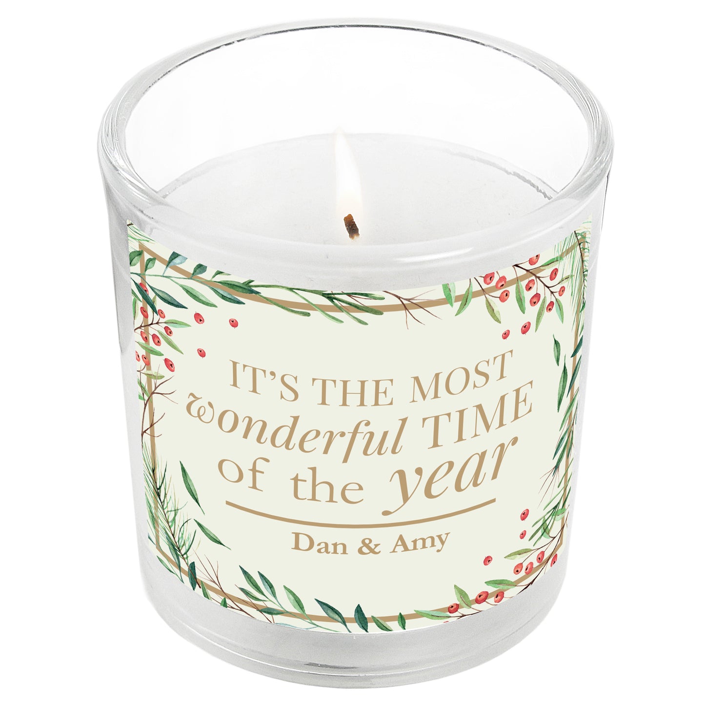 Personalised 'Wonderful Time of The Year' Christmas Scented Jar Candle