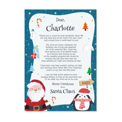 Personalised Christmas Penguin Letter