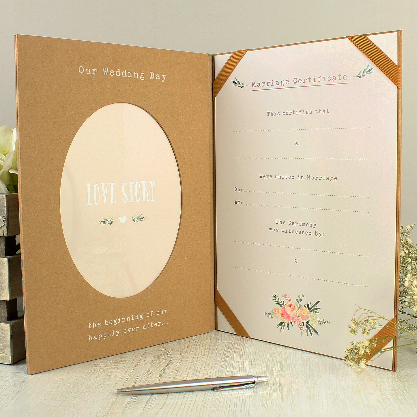 Personalised Wedding Certificate Display Book