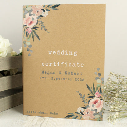 Personalised Wedding Certificate Display Book