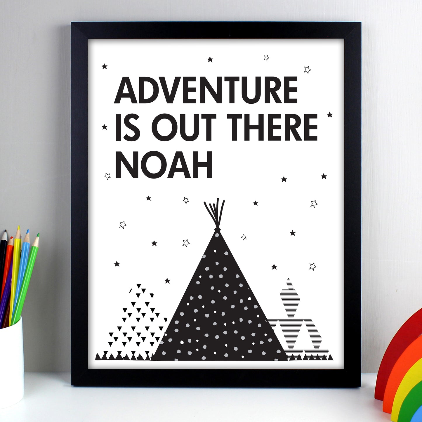 Personalised Adventure Is Out There Black Framed Print