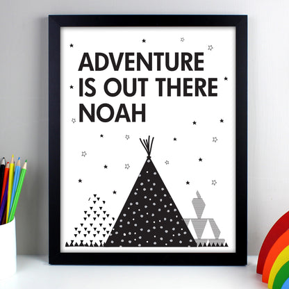 Personalised Adventure Is Out There Black Framed Print