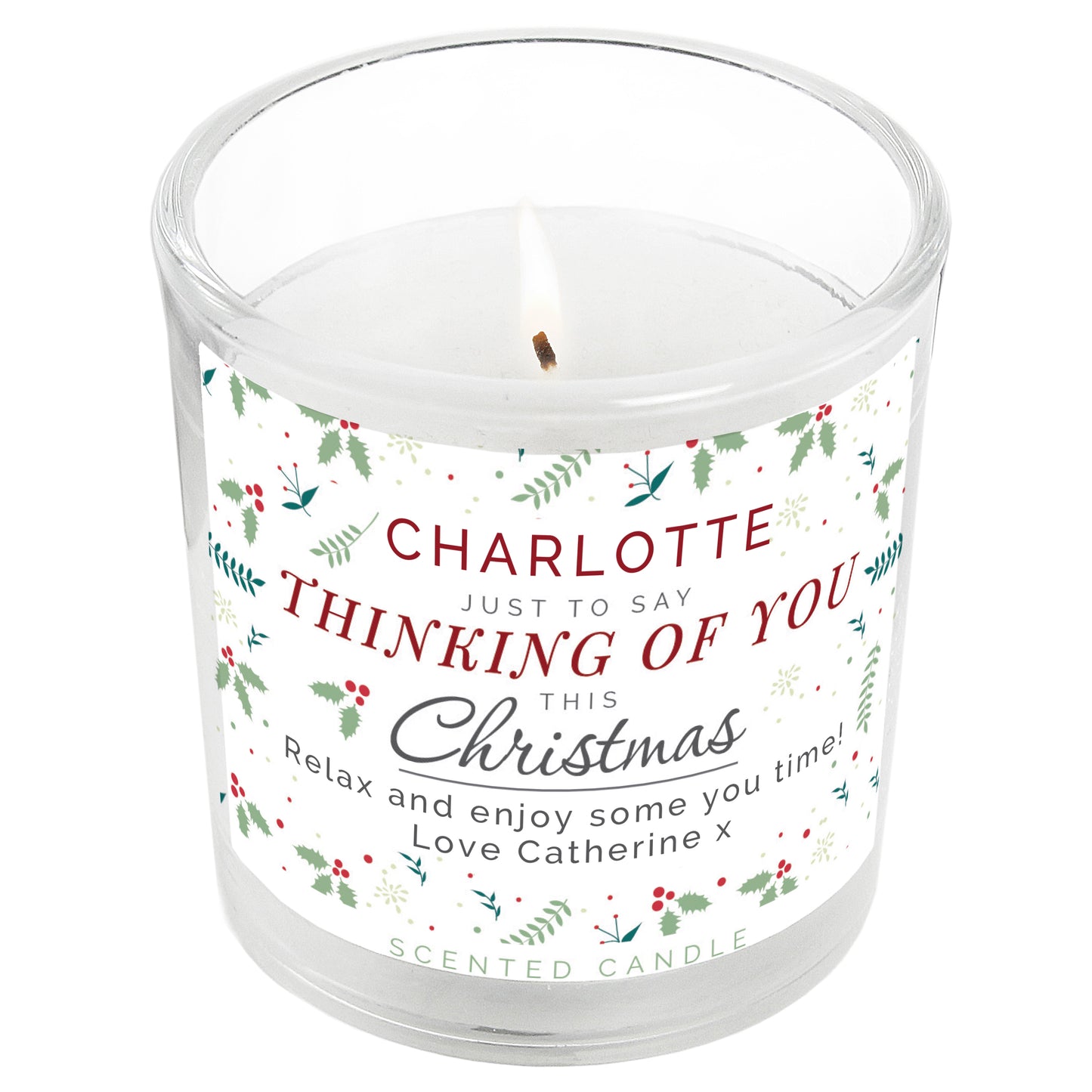 Personalised Thinking of You Christmas Scented Jar Candle