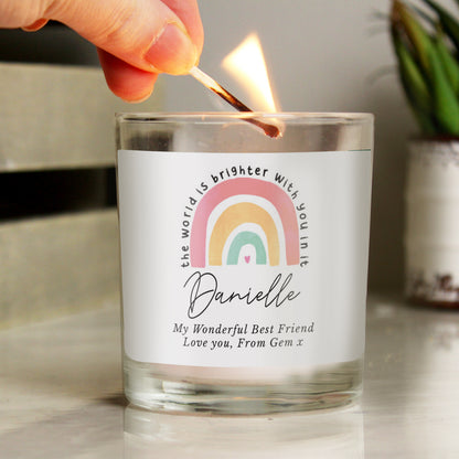 Personalised You Make The World Brighter Rainbow Scented Jar Candle