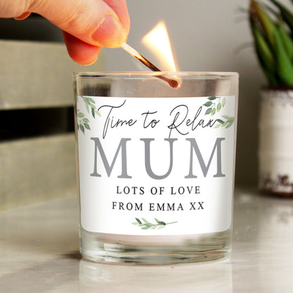 Personalised Botanical Leaves Scented Jar Candle